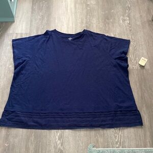 St. John’s Bay Navy Blue Soft Tshirt with Eyelet Bottom, NWT